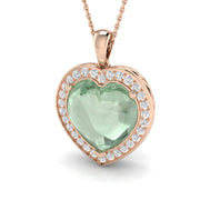 Amethyst Heart Diamond Pendant 9.5ct Gold & Platinum Necklace (Without Chain) in 10K/14K gold and platinum with certified lab-grown or natural diamonds