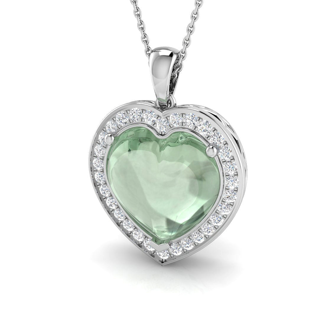 Amethyst Heart Diamond Pendant 9.5ct Gold & Platinum Necklace (Without Chain) in 10K/14K gold and platinum with certified lab-grown or natural diamonds