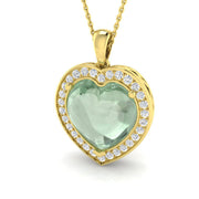 Amethyst Heart Diamond Pendant 9.5ct Gold & Platinum Necklace (Without Chain) in 10K/14K gold and platinum with certified lab-grown or natural diamonds