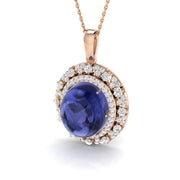 Luxury Tanzanite Pendant Available in 11 Carat Without Chain in 10K/14K gold and platinum with certified lab-grown or natural diamonds