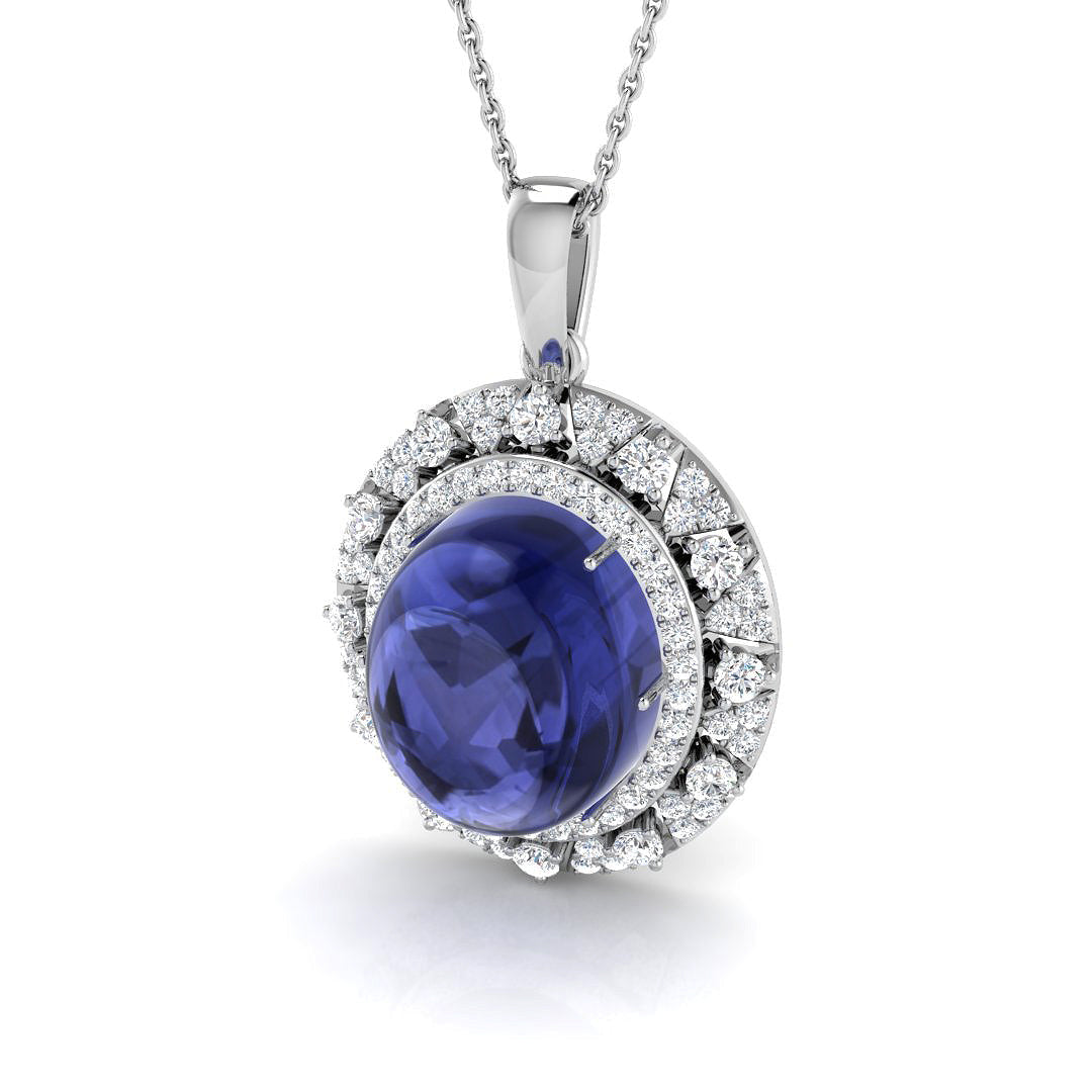 Luxury Tanzanite Pendant Available in 11 Carat Without Chain in 10K/14K gold and platinum with certified lab-grown or natural diamonds