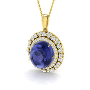 Luxury Tanzanite Pendant Available in 11 Carat Without Chain in 10K/14K gold and platinum with certified lab-grown or natural diamonds