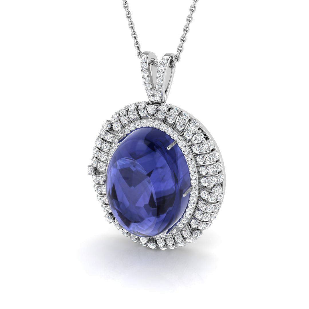 Oval Tanzanite Diamond Statement Pendant Necklace - Gold & in 10K/14K gold and platinum with certified lab-grown or natural diamonds