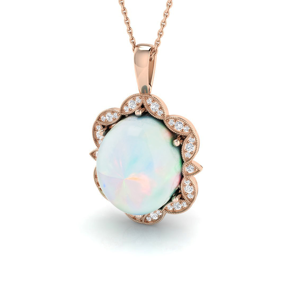 Brawn Opal Pendant 8.5ct Gold (Without Chain ) in 10K/14K gold and platinum with certified lab-grown or natural diamonds