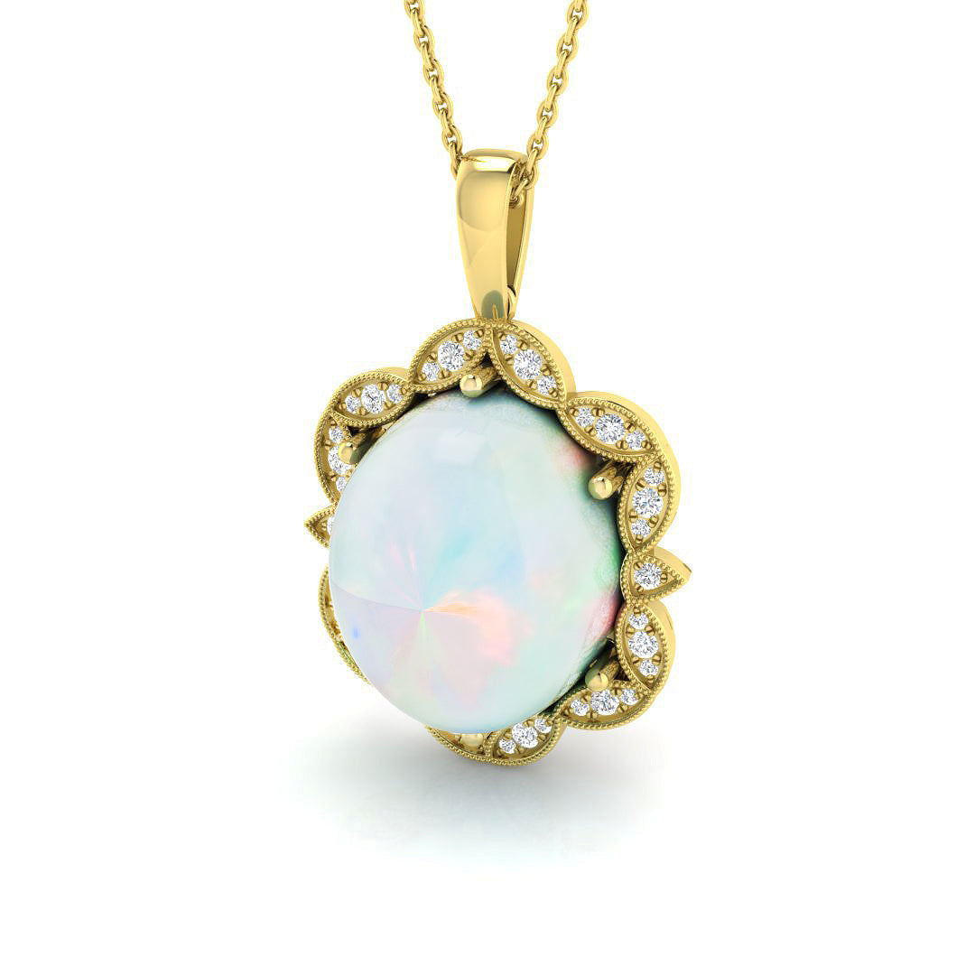 Brawn Opal Pendant 8.5ct Gold (Without Chain ) in 10K/14K gold and platinum with certified lab-grown or natural diamonds