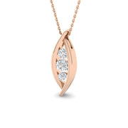 Triple Diamond Fancy Marquise Wave Pendant 0.75ct (Without Chain) in 10K/14K gold and platinum with certified lab-grown or natural diamonds