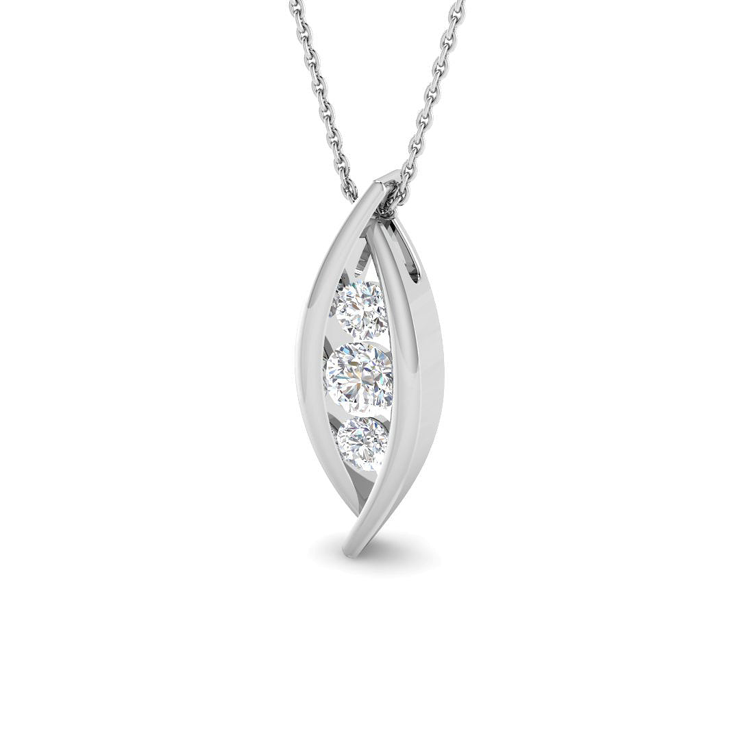Triple Diamond Fancy Marquise Wave Pendant 0.75ct (Without Chain) in 10K/14K gold and platinum with certified lab-grown or natural diamonds