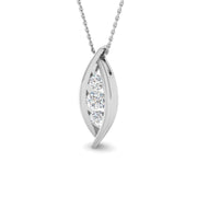 Triple Diamond Fancy Marquise Wave Pendant 0.75ct (Without Chain) in 10K/14K gold and platinum with certified lab-grown or natural diamonds