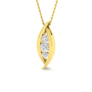Triple Diamond Fancy Marquise Wave Pendant 0.75ct (Without Chain) in 10K/14K gold and platinum with certified lab-grown or natural diamonds