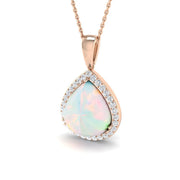 Opal Diamond Pendant 1.5-4ct Gold & Platinum Necklace (Without Chain) in 10K/14K gold and platinum with certified lab-grown or natural diamonds