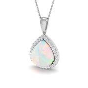 Opal Diamond Pendant 1.5-4ct Gold & Platinum Necklace (Without Chain) in 10K/14K gold and platinum with certified lab-grown or natural diamonds