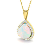 Opal Diamond Pendant 1.5-4ct Gold & Platinum Necklace (Without Chain) in 10K/14K gold and platinum with certified lab-grown or natural diamonds