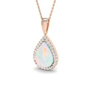Opal Diamond Pendant 1.5-4ct Gold & Platinum Necklace (Without Chain) in 10K/14K gold and platinum with certified lab-grown or natural diamonds