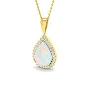 Opal Diamond Pendant 1.5-4ct Gold & Platinum Necklace (Without Chain) in 10K/14K gold and platinum with certified lab-grown or natural diamonds