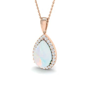 Opal Diamond Pendant 1.5-4ct Gold & Platinum Necklace (Without Chain) in 10K/14K gold and platinum with certified lab-grown or natural diamonds