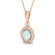 Opal Diamond Pendant Necklace 1ct in 10K/14K gold and platinum with certified lab-grown or natural diamonds