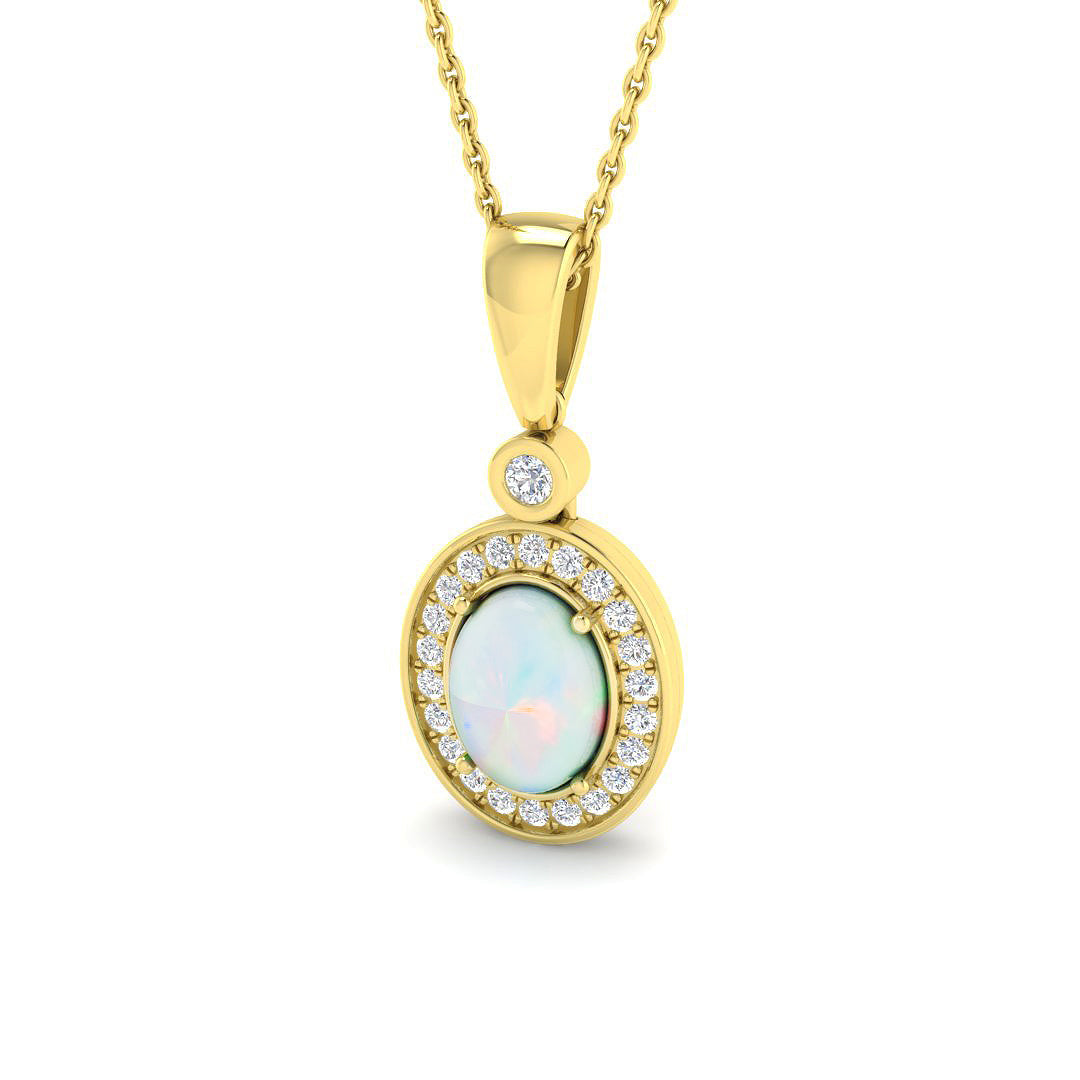Opal Diamond Pendant Necklace 1ct in 10K/14K gold and platinum with certified lab-grown or natural diamonds