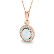 Opal Diamond Pendant Necklace 1ct in 10K/14K gold and platinum with certified lab-grown or natural diamonds