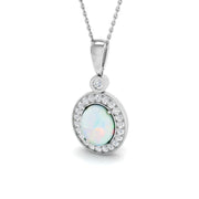 Opal Diamond Pendant Necklace 1ct in 10K/14K gold and platinum with certified lab-grown or natural diamonds