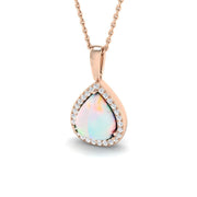 Opal Diamond Pendant 1.5-4ct Gold & Platinum Necklace (Without Chain) in 10K/14K gold and platinum with certified lab-grown or natural diamonds