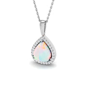 Opal Diamond Pendant 1.5-4ct Gold & Platinum Necklace (Without Chain) in 10K/14K gold and platinum with certified lab-grown or natural diamonds