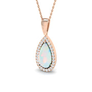 Opal Diamond Pendant 1.5-4ct Gold & Platinum Necklace (Without Chain) in 10K/14K gold and platinum with certified lab-grown or natural diamonds