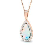 Opal Diamond Pendant 1.5-4ct Gold & Platinum Necklace (Without Chain) in 10K/14K gold and platinum with certified lab-grown or natural diamonds