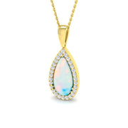 Opal Diamond Pendant 1.5-4ct Gold & Platinum Necklace (Without Chain) in 10K/14K gold and platinum with certified lab-grown or natural diamonds