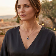 Blue Sapphire Diamond Pendant in 10K/14K gold and platinum with certified lab-grown or natural diamonds