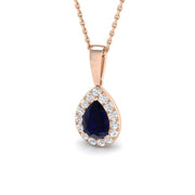 Blue Sapphire Diamond Pendant in 10K/14K gold and platinum with certified lab-grown or natural diamonds