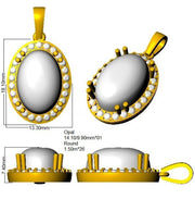 Opal Pendant with Diamond Halo in 10K/14K gold and platinum with certified lab-grown or natural diamonds