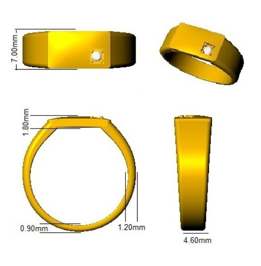Men’s Single Diamond Signet Ring in Gold & in 10K/14K gold and platinum with certified lab-grown or natural diamonds