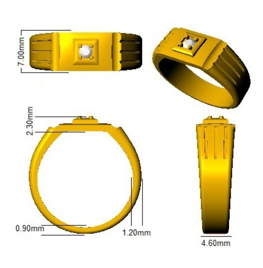 Men’s Diamond Signet Ring UK in 10K/14K gold and platinum with certified lab-grown or natural diamonds