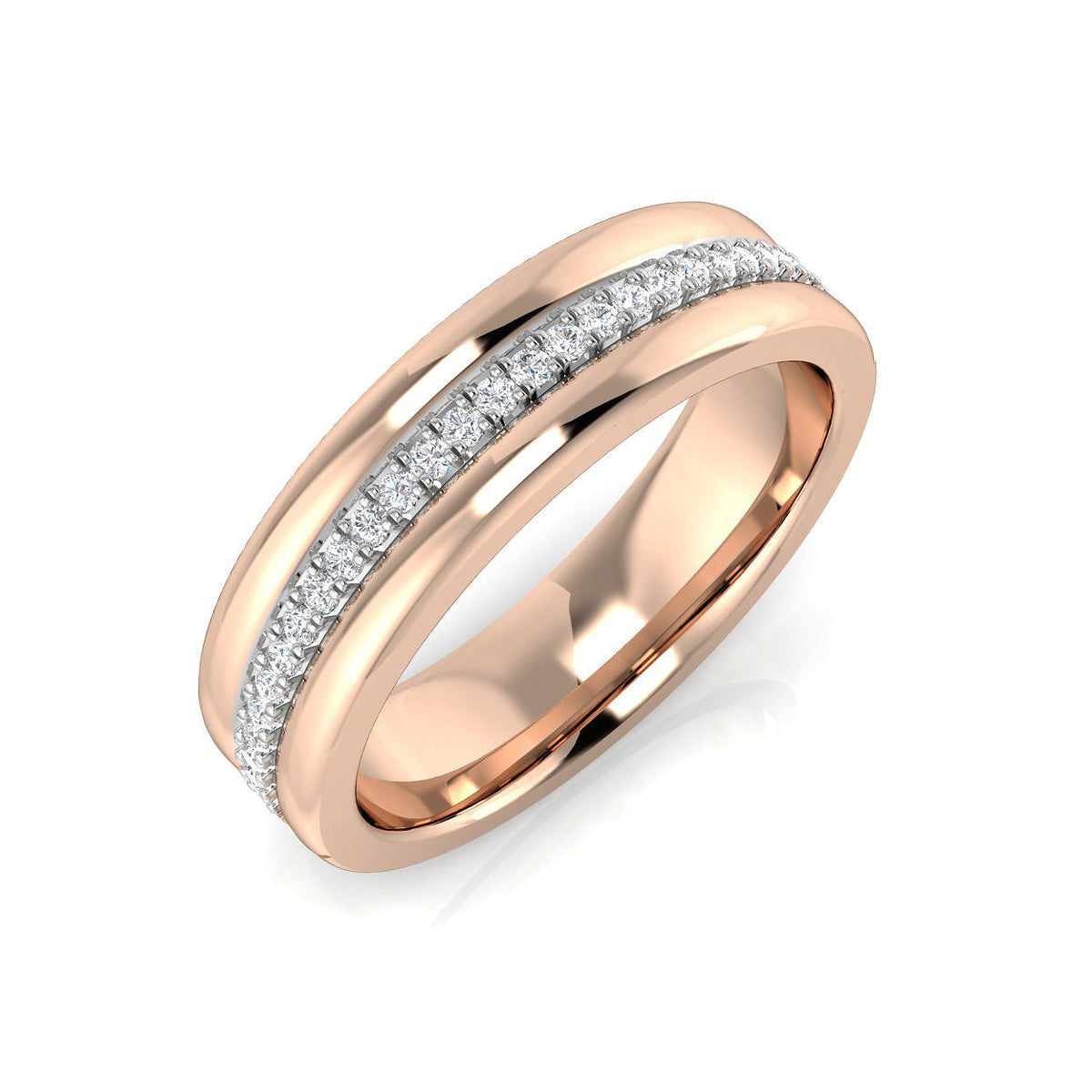 Round Diamond Half Eternity Ring 0.10 ct in 10K/14K gold and platinum with certified lab-grown or natural diamonds