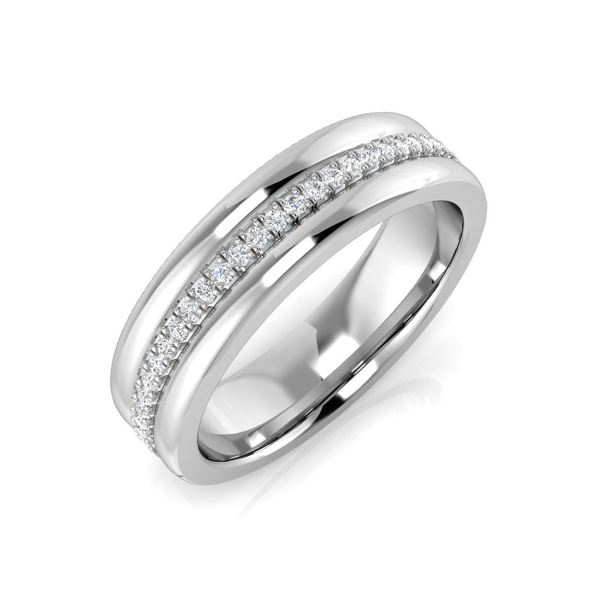 Round Diamond Half Eternity Ring 0.10 ct in 10K/14K gold and platinum with certified lab-grown or natural diamonds
