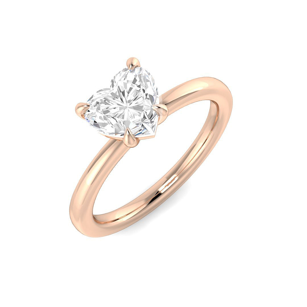 Heart Shape Diamond Solitaire Engagement Ring 1ct in 10K/14K gold and platinum with certified lab-grown or natural diamonds
