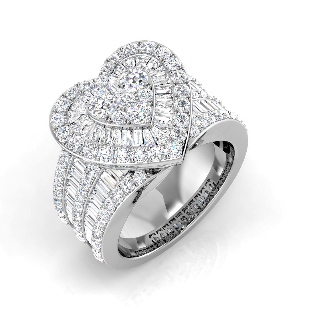 Stunning 3ct Diamond Heart Ring in 10K/14K gold and platinum with certified lab-grown or natural diamonds