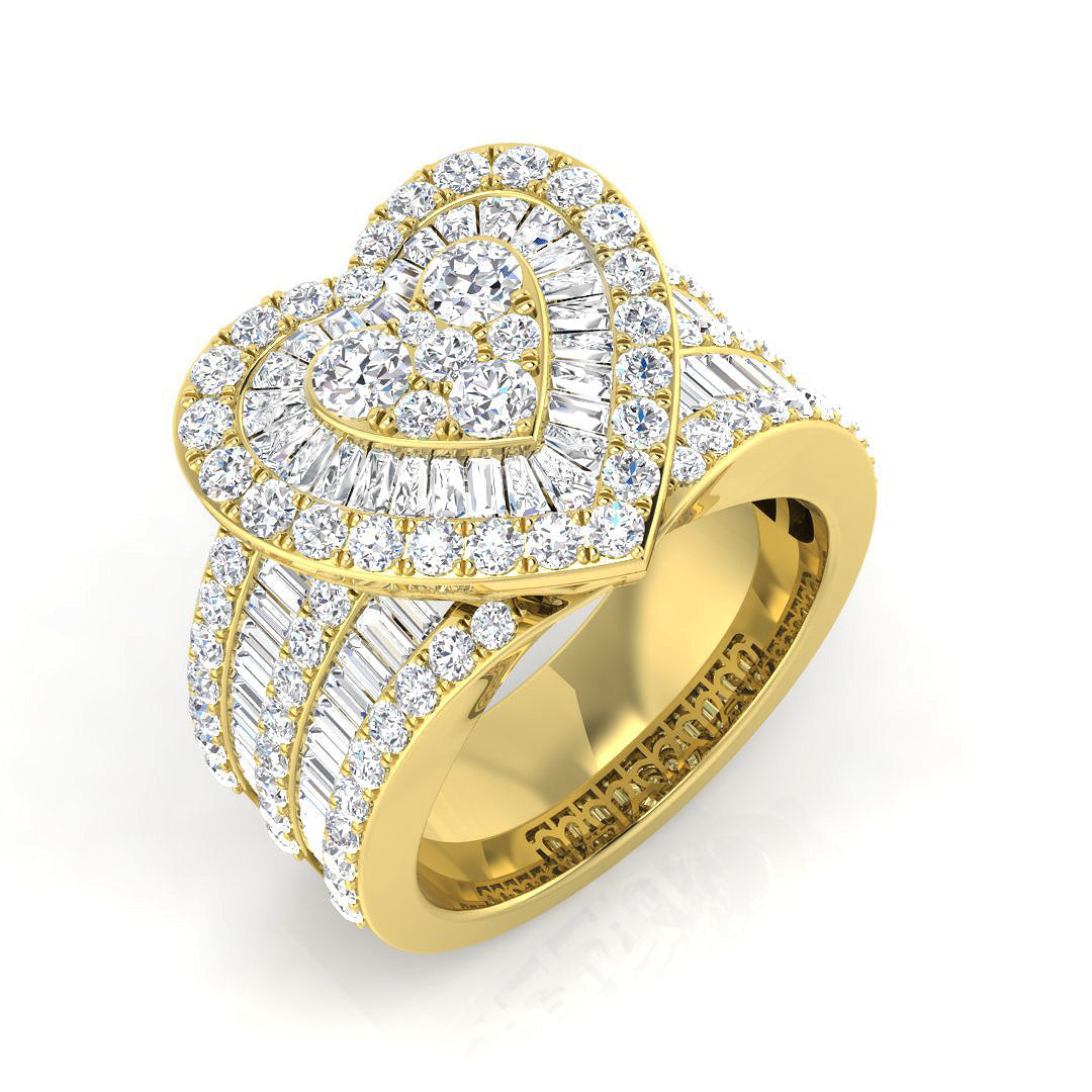 Stunning 3ct Diamond Heart Ring in 10K/14K gold and platinum with certified lab-grown or natural diamonds