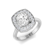 Diamond Cushion Halo Engagement Ring 1.25 in 10K/14K gold and platinum with certified lab-grown or natural diamonds