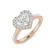 Lab-Grown Heart Shape Diamond Halo Engagement Ring in 10K/14K gold and platinum with certified lab-grown or natural diamonds