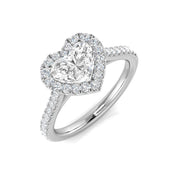 Lab-Grown Heart Shape Diamond Halo Engagement Ring in 10K/14K gold and platinum with certified lab-grown or natural diamonds