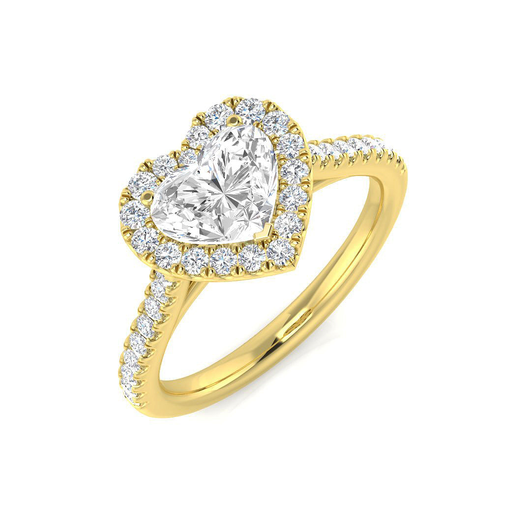 Lab-Grown Heart Shape Diamond Halo Engagement Ring in 10K/14K gold and platinum with certified lab-grown or natural diamonds
