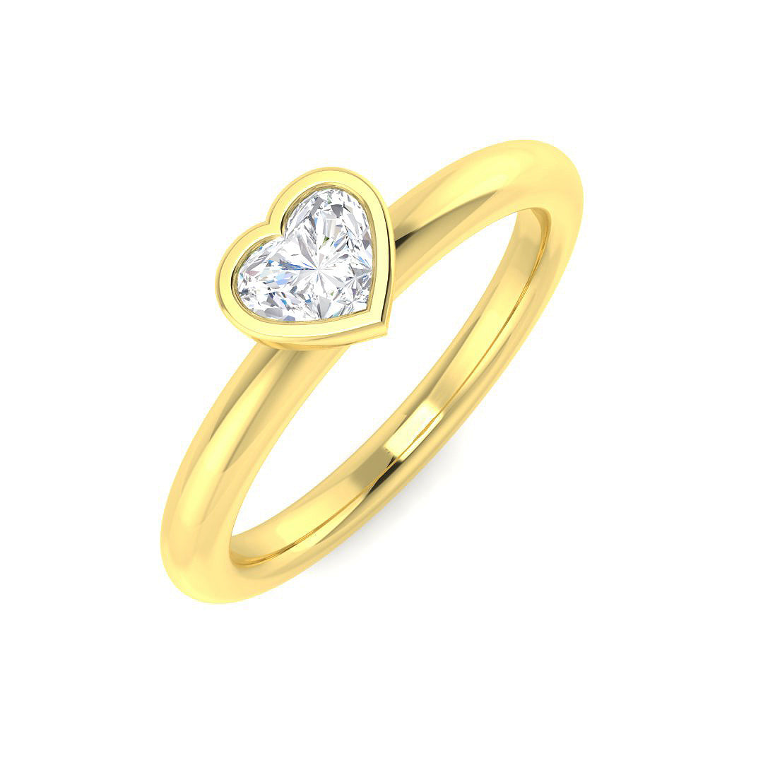 Heart Shape Diamond Bezel Solitaire Ring 0.50ct in 10K/14K gold and platinum with certified lab-grown or natural diamonds