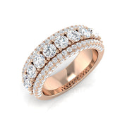 Natural Pave Prong Set Multi-Row Diamond Wedding Band Ring in 10K/14K gold and platinum with certified lab-grown or natural diamonds