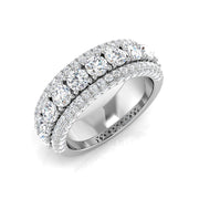 Natural Pave Prong Set Multi-Row Diamond Wedding Band Ring in 10K/14K gold and platinum with certified lab-grown or natural diamonds