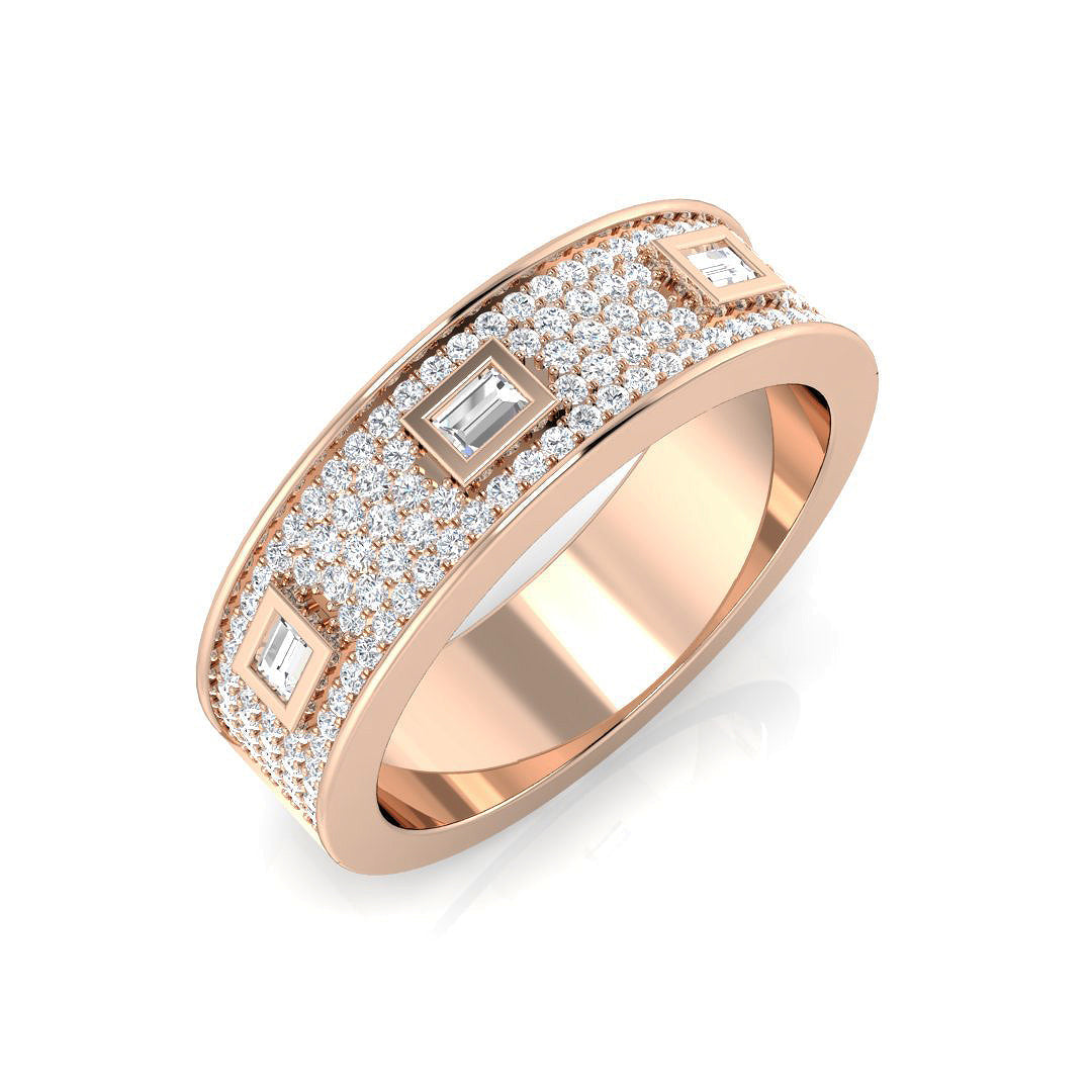 Baguette and Round Cut Diamond Half Eternity Ring. in 10K/14K gold and platinum with certified lab-grown or natural diamonds
