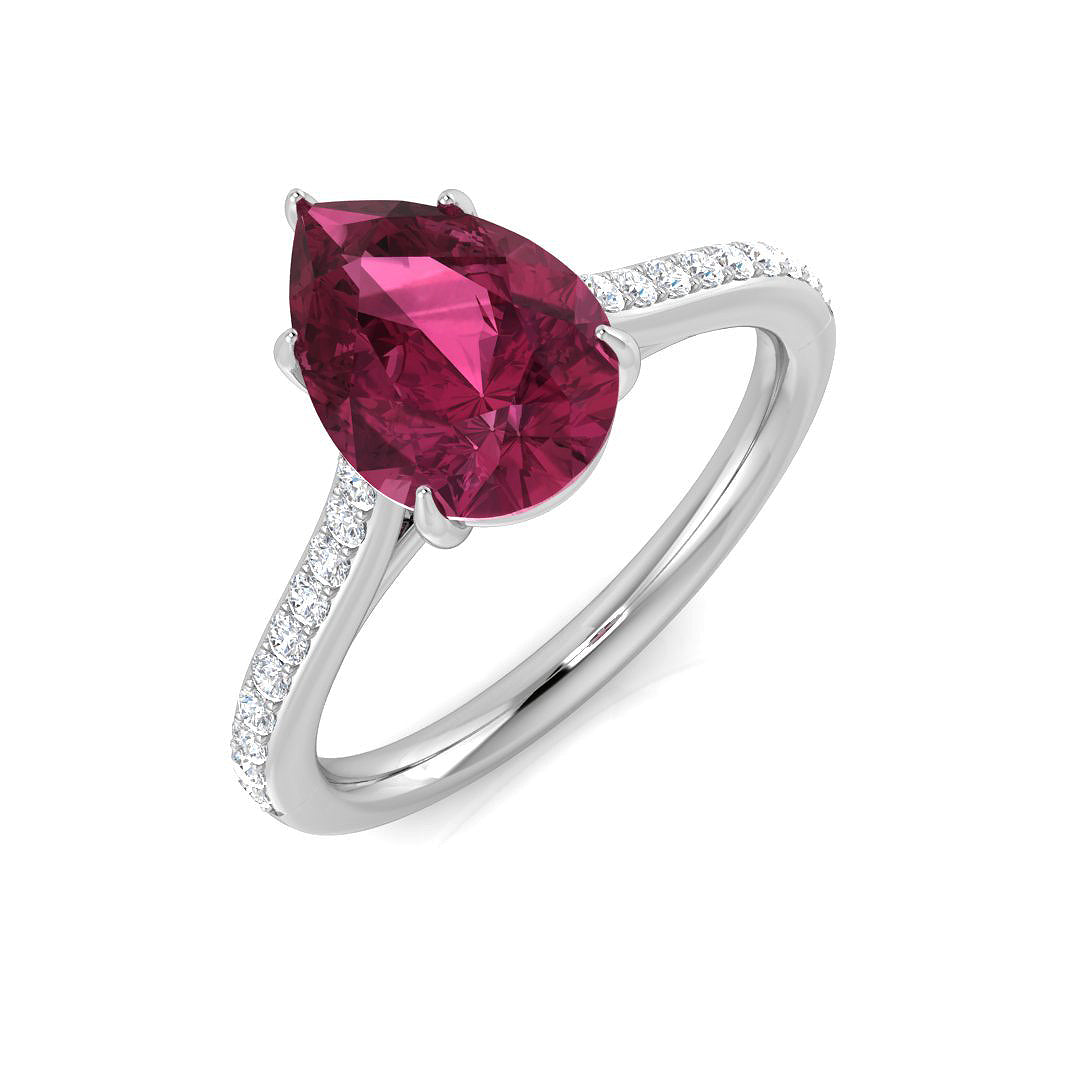 Diamond Donnington Pink Tourmaline Ring in 10K/14K gold and platinum with certified lab-grown or natural diamonds