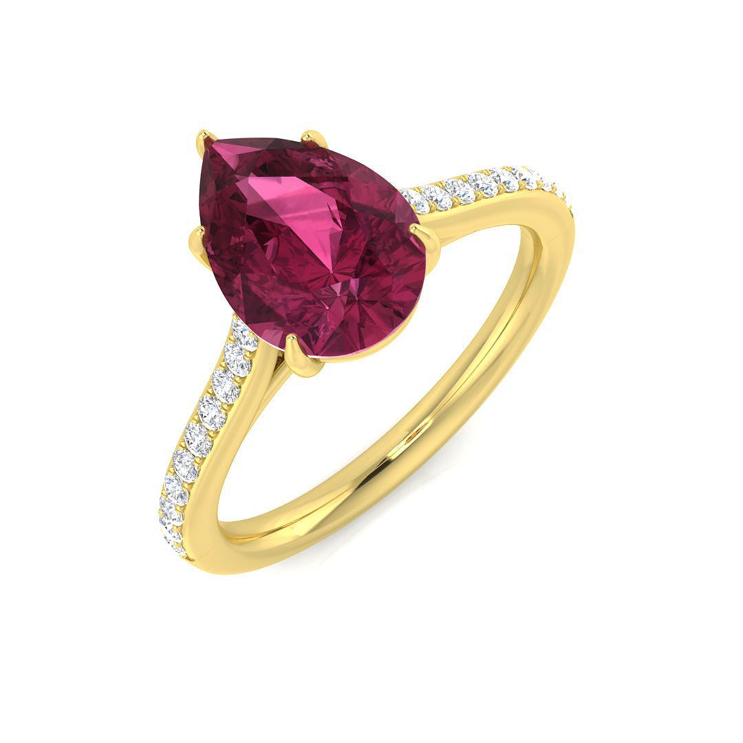 Diamond Donnington Pink Tourmaline Ring in 10K/14K gold and platinum with certified lab-grown or natural diamonds