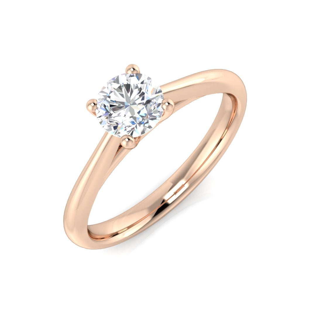 Round Cut Lab Grown Diamond Engagement Ring in 10K/14K gold and platinum with certified lab-grown or natural diamonds