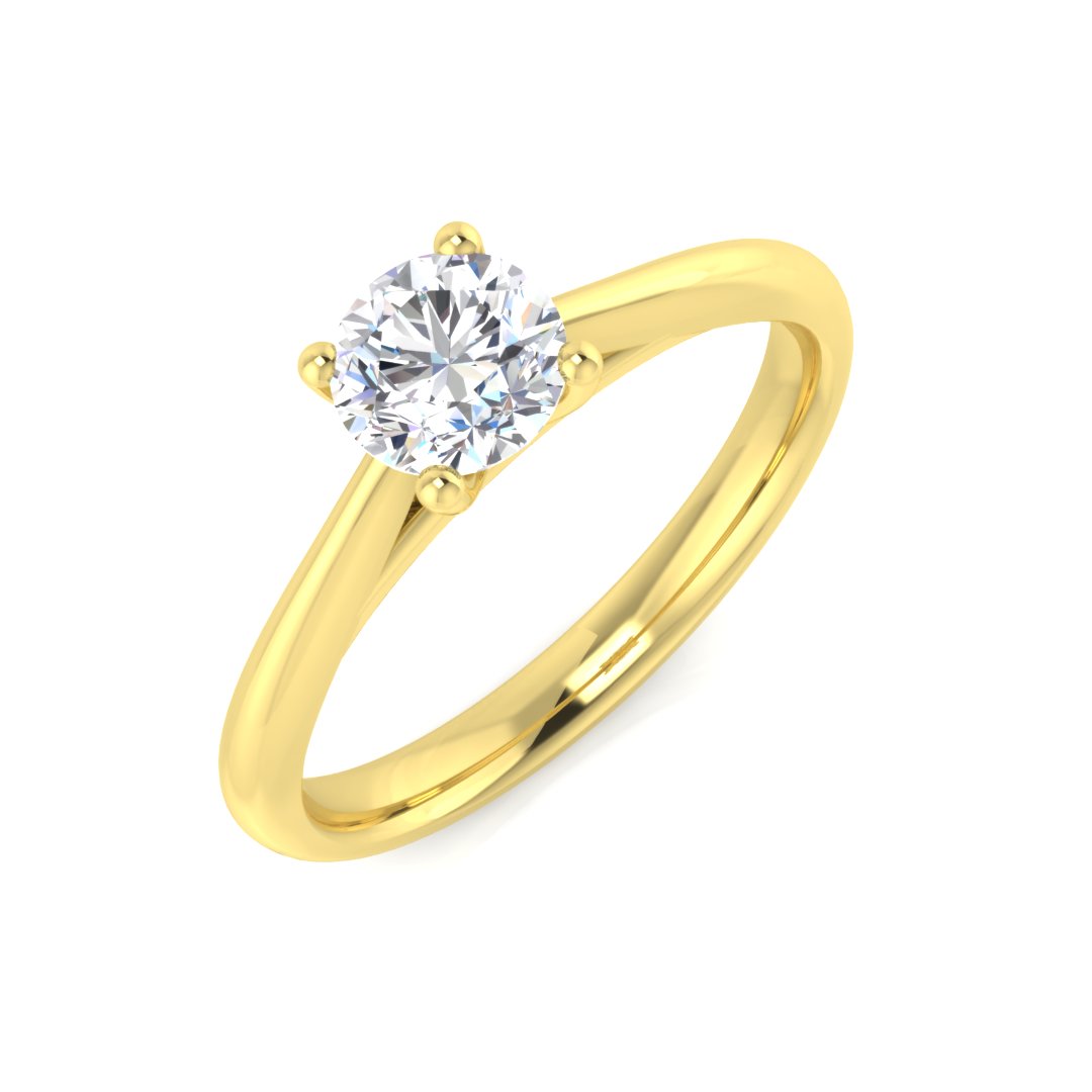 Round Cut Lab Grown Diamond Engagement Ring in 10K/14K gold and platinum with certified lab-grown or natural diamonds